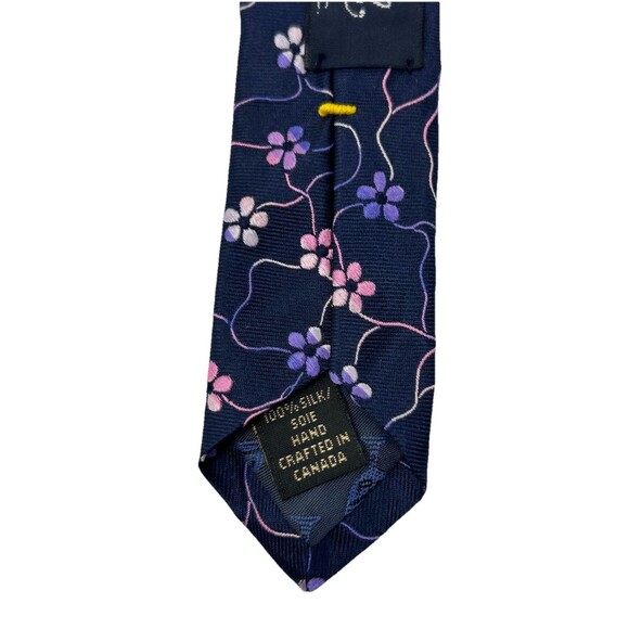 Dion Signature Men’s Blue Floral 100% Hand Crafted Silk Neck Tie  57.5" x 4" - Picture 6 of 8